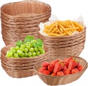 Oval Poly Wicker Baskets - Bulk, 21 Pack, Bread Baskets for Serving, Small Wicker Baskets, Durable Oval Fast Food Baskets - Food Serving Baskets for Home & Restaurant Use