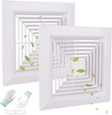 2-Piece(12"x12"Inches) Bathroom Exhaust Fan Cover with Spring, Square Ceiling or Wall Mounted Exhaust Fan, Ceiling Fan, Grille, Air Diffuser, Diverter Ventilation Hood, Replacement Accessories