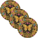 3 Pcs Absorb Water Trivet Table Runner for Crock Pot 15in Dish Holder Kitchen Countertop Protector Porta platos para mesa Retro Butterflies Pattern Gold and Pink