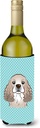 Caroline's Treasures BB1154LITERK Checkerboard Blue Cocker Spaniel Wine Bottle Hugger Bottle Cooler Sleeve Hugger Machine Washable Collapsible Insulator Beverage Insulated Holder