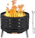 26" Smokeless Fire Pit, Wood Burning Firepit Table with Removable Ash Pan with Removable Ash Pan, Outdoor Fireplace with Carrying Bag for Patio, Backyard, BBQ, Camping