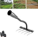 Iron Weeding Rake, Iron Rake for Gardening and Weeding, Iron rake The Heavy Duty, 5/6/7/8 Teeth Carbon Steel Garden Weeding Rakes, Gardening Hand Weeder Tools (5Teeth)