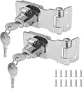 2Pcs Keyed Hasp Locks 2.5 Inch Twist Knob Keyed Locking Hasp, Metal Safety Hasp Latches Keyed Different for Small Doors, Cabinets (Sliver)