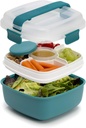 Goodful Stackable Lunch Box Container, Bento Style Food Storage with Removeable Compartments for Sandwich, Snacks, Toppings & Dressing, Leak-Proof and Made without BPA, 56-Ounce, Teal