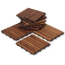 Nordic Style Teak Wood Interlocking Tiles - Wooden Floor Tile Set for Indoor and Outdoor Use - Perfect for Sauna, Patio, Deck, Spa Floors - 10 Square Feet (12" x 12" - 9 Slat Design, Oiled Finish)