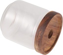 Wakauto High Borosilicate Glass Grain Container with Wooden Lid Transparent Food Storage Jar for Snacks Tea Spices Portable Kitchen Canister Compact Organizer