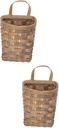 2pcs Wall Hanging Woven Basket for Kitchen Storage Multi-functional Flower Basket for Decor Spoon Chopsticks Organizer Rustic Style for Home and Dorm Use