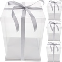 PRETYZOOM Set of 4 Cake Boxes Transparent Lids Round Cake Carrier Dessert Boxes Color