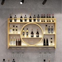 Metal Wine Rack Bar Shelves Wall Mounted Kitchen Storage With Wine Glass Holder Liquor Shelf Mini Bar Liquor Bottle Display Shelf for Kitchen Dining Room Bar Decoration Gold/Black ( Color : Gold , Siz