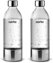Aarke Extra PET Stainless Steel Reusable Bottle for Carbonator l, ll, and 3, BPA-Free and Non-Toxic, 1L/34 fl oz (2-Pack)