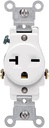 Leviton Single Receptacle Outlet Commercial Specification Grade Smooth Face 20 Amp 250 Volt, Side Wire NEMA 6-20R 2-Pole 3-Wire, White, 5821-W