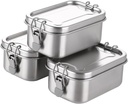 BEFOY Small Stainless Steel Food Containers with Lids 13.4oz Set Of 3 Snack Box Metal Lunch Containers, 304 Condiments Bento Box Fruit For Kids & Adults, Dishwasher Safe (3PCS)