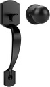 Camelot Trim Lower Half Entry Handleset Matte Black, Upgated Entry Door Handle with Door Knob for Electronic Keypad, Black Exterior Door Handle Lock Set