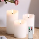 Eywamage White Flameless Pillar Candles with Remote, Flickering Realistic Battery Powered LED Wax Candles, Φ 3" H 4" 5" 6"