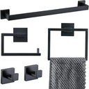 YACVCL 5 Pieces Black Bathroom Accessorie Set 23.6 Inch Towel Bar Set,SUS304Stainless Steel Bathroom Hardware Set,Wall Mounted Towel Holder Set for Bathroom