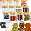 UMI UMIZILI 16 Pack Glass Jars with Lids, Bamboo Lids Spice Jars Set For Spice, Beans, Candy, Nuts, Herbs, Dry Food Canisters for Kitchen Storage (Extra Chalkboard Labels) - 6.5 oz Clear