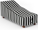 Outdoor Chaise Lounge Cover - Waterproof Heavy Duty Patio Furniture Protection, 84"L x 32"W x 32"H, Black & White Stripe