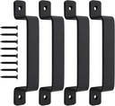 4 Pcs Sliding Barn Door Handles, 7.3 inch Black Gate Handles for Interior Outdoor Wooden Fences Garage Door Shed Closet Sheds Drawer Sliding Doors