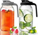 2 Pack Glass Mason Jar Pitcher - 64 oz/2 Quart Wide Mouth Jug with Lid and Pour Spout, Airtight Seal, Leak Proof Iced Tea Pitcher for Sun Tea, Juice, Breast Milk, Cold Beverages, Coffe