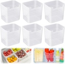 6 PCS Fridge Organizer Bins, Refrigerator Side Door Storage Box, Plastic Clear Storage Container for Fridge Cupboard Pantry Snacks Tins Kitchen