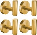 VAEHOLD Wall Towel Hooks, Heavy Duty Holder Waterproof Bathroom Towel Hooks for Hanging Coat, Clothes, Closet Hook Wall Mount for Kitchen (Gold, Drilling 4 Pack)