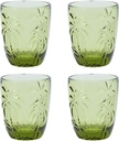 M&N HOME Green Christmas Tumblers, Colored Whiskey Glasses, Set of 4 Colorful Drinking Glasses, 9 Oz Coconut Cups, Glass Cups for Water and Juice, Holiday Glasses Drinkware - GREEN SET