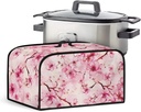 Pink Flower Slow Cooker Cover Small Crock Pot Dust Cover Slow Cooker Cover with Top Handle Small Appliance Dust Cover Stain Resistant Dust Cover for 6 7 8 Quart Slow Cooker