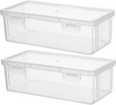 2Pcs Leakproof Bread Container Transparent Kitchen Storage Box for Bread Toast and Condiments Airtight and Organizer for Refrigerator and Freezer
