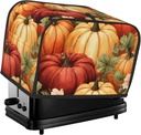Thanksgiving Harvest Pumpkins Toaster Cover 2 Slice Wide Slot Bread Machine Cover Fingerprint Protector Toaster Oven Cover Dustproof Kitchen Small Appliance Covers