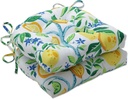Pillow Perfect Outdoor/Indoor Lemon Tree Yellow Chair Pads, 17” x 17.5”, Pack of 2