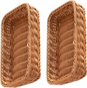 Sosoport 2pcs Silverware Caddy for Party Woven Tray Imitation Rattan Kitchen Storage Basket