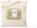 CafePress Maltese Puppy Tote Bag Reusable Natural Beige Canvas Shopping Bag