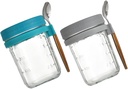 2sets Value Oatmeal Jars Wide Mouth Mason Canning Jar Breakfast Container Portable Yogurt Cup