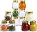 Bormioli Rocco Quattro Stagioni Small Glass Mason Jars 5 Ounce Mini Jars (12-Pack) with Metal Airtight Lid, For Jam, Jelly, baby food, Crafts, Spices, Dry Food Storage, Wedding favors, Decorating Jar