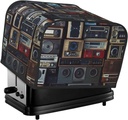 4 Slice Toaster Cover with Two Pockets for Storing knife Super Soft Appliance Cover Vintage Wall of Radio Boombox Dust Cover for Kitchen Small Oven Cover Kitchen Bread Machine Protector Cover