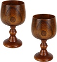 Goblets Wooden Goblet 2-Pack, Handcrafted Natural Solid Wood Wine Cups for Beer, Wine & Water (100-150ml)