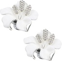 Geesatis 2Pcs Alloy Flower Door Knobs,Vintage White Pulls Handles for Kitchen Cabinet Dressing Table Dresser,with Screw