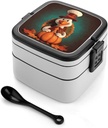 Happy Thanksgiving Turkey Bento Box for Adults Double Layer Lunch Box with Spoon And Invisible Handle Microwave Dishwasher Safe Leak Proof Meal Prep Lunch Containers for Office Picnic