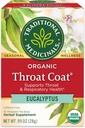 Traditional Medicinals Organic, Throat Coat Tea, Eucalyptus & Slippery Elm - Supports Respiratory and Throat Health - Kosher, Non-GMO, Caffeine-Free, Compostable - 16 Tea Bags