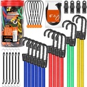 HORUSDY 31-Piece Premium Bungee Cords Assortment Jar, Includes 10”,18”,24”,32”,40” Bungee Cords, 6“ Zip Ties, 8”Canopy/Tarp Ball Ties and Crocodile Mouth Tarp Clips