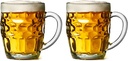 Home Products Essentials 2 Pack Glass Dimpled Stein Beer Mug with Large Handle - 17 oz. -Dishwasher Safe - For All Beverages (2pk Dimpled)