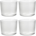 Serax Small Drinking Glasses Set of 4 | La Nouvelle Table glassware by Merci | Ribbed Clear Water Glass Cups without Lids | Home Essentials, Kitchen Set | Suitable for Beer, Juice | Coffee Accessories