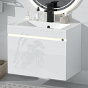 AHB 24 inch Bathroom Vanity W/Sink Combo, High Gloss Bathroom Cabinet, Smart Wall Mounted Sink Cabinet Auto Motion Sensor LED Light, Modern Floating Vanity with Faucet