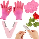 Lasnten 5 Pcs Rose Leaf Thorn Stripper Kit Include 4 Rose Stem Leaf Thorn Stripper Stripping Tools and 1 Pair Garden Glove for Floral DIY Making and Florist Supplies