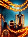 10Ft Halloween Chain String Light Decorations Outdoor Indoor, 160 LED Lights with 8 Modes Waterproof Lighted Prop Chains for Halloween Party Favors Yard Haunted House Spooky Decor(Orange)