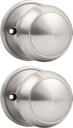Probrico Brushed Nickel Door Knob One Side 2 Pack, Fake Door Handles Dummy Function for Closet French Doors, Nickel Dummy Door Knobs, Flat Ball Knob