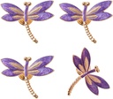 Lovely Dragonfly Cabinet Knobs Purple 4Pcs Animal Pull Single Hole Handle for Door Closet Drawer Cupboard Dresser Wardrobe Furniture Kitchen Modern Home Office