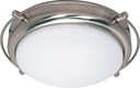 Nuvo 60/608 Two Flush Mount Lighting Fixture, 2Lt, Satin Frosted Glass Brushed Nickel