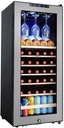 33 Bottles of Free-Standing Wine Cellar Refrigerator, 128l Wine/Beverage Cooler Fridge, with Wine Glass Hanger, Constant Temperature Storage/Led Lighting