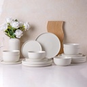 AmorArc Stoneware Dinnerware Sets for 6,Reactive Ceramic Plates and Bowls Set,Highly Chip and Crack Resistant | Dishwasher & Microwave Safe | Round Dishes Set Service for 6 (18pc),Matte White